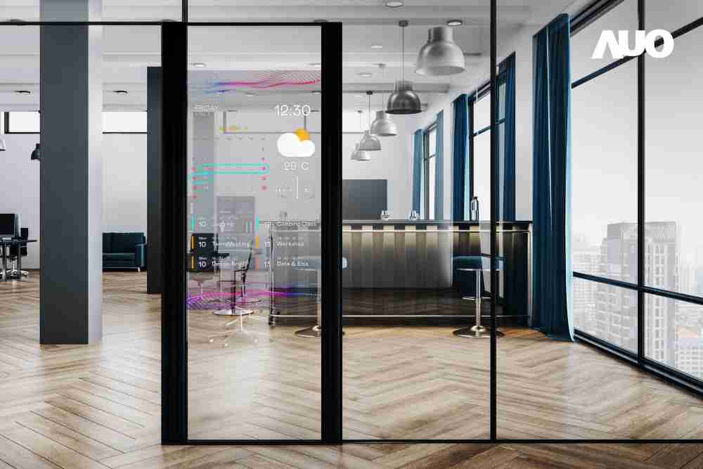 60吋Micro LED透明窗屏显示器，，，，可依需求调整并延伸应用于不同场域，，，包括汽车侧窗或家庭玄关、、、智慧橱窗、、、商业展示等面向，，，提供丰富的信息娱乐内容