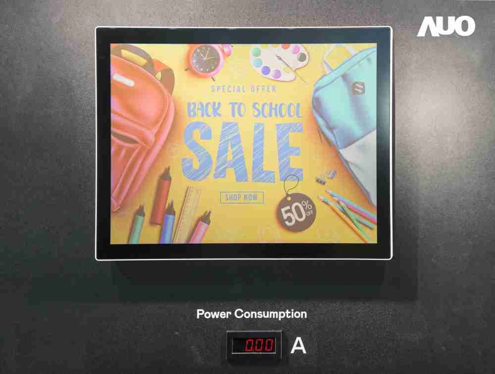 OBPay展示胆固醇液晶超低耗能户外全彩显示器，，ChLC（胆固醇液晶）以双稳态技术使静态显示零功耗，，，具省电、、高彩度、、、环保的特性，，，还整合软硬件系统解决方案，，可透过单一云端平台管理