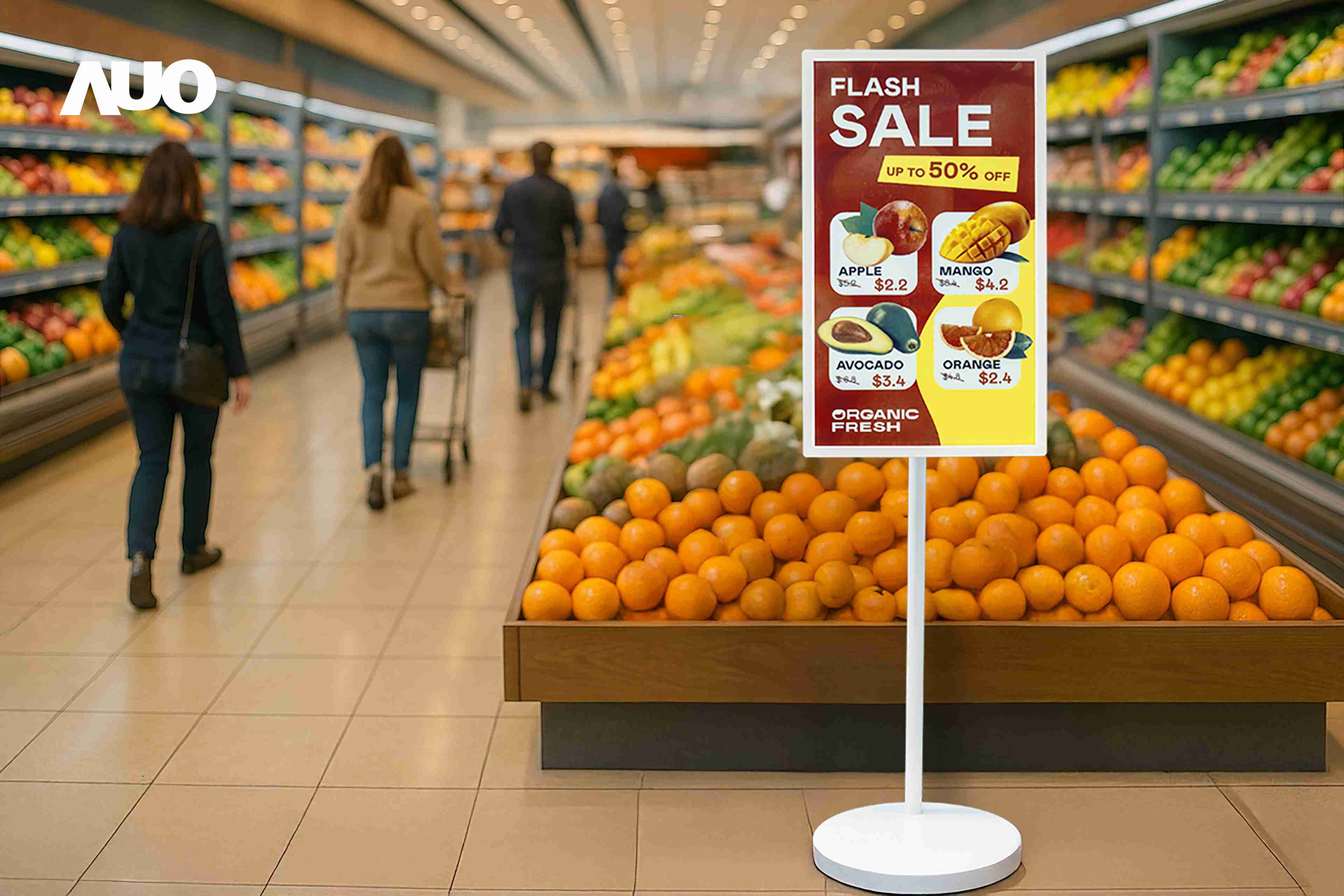 达擎首亮相低功耗、、、、全彩的〝aecoPost电子纸解决方案〞，，，仅在更新画面时需要微量的电力驱动，，，无需布建电线的便捷设计，，，，使其可灵活应用、、、、随意置放，，，并可透过云端或行动装置app，，轻松管理及排程广告内容，，晋升店头营销利器。。